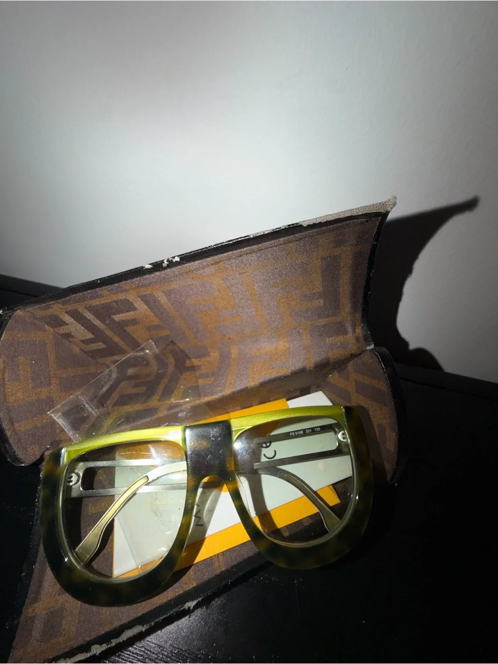 Fendi Olive Green Square Acetate Sunglasses